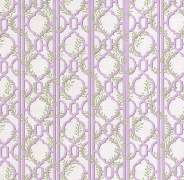 The Camille Glider Chair – Colette  Lavender Fabric - Pistachio Green Trim