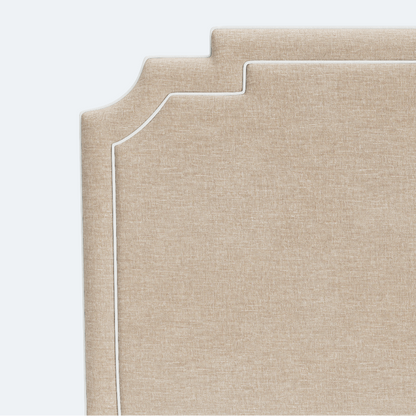 The Martha King Headboard - Performance Beige Chenille Fabric- White Trim