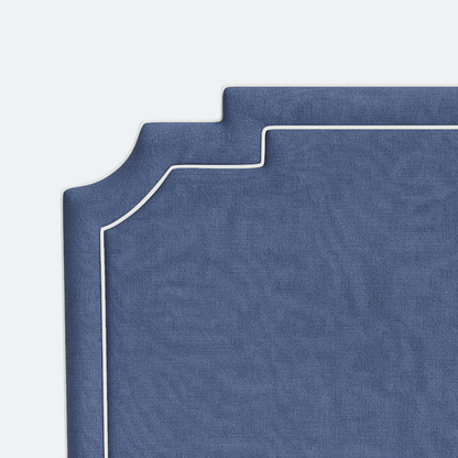 The Martha King Headboard - Performance Velvet Fabric in Navy - White Trim