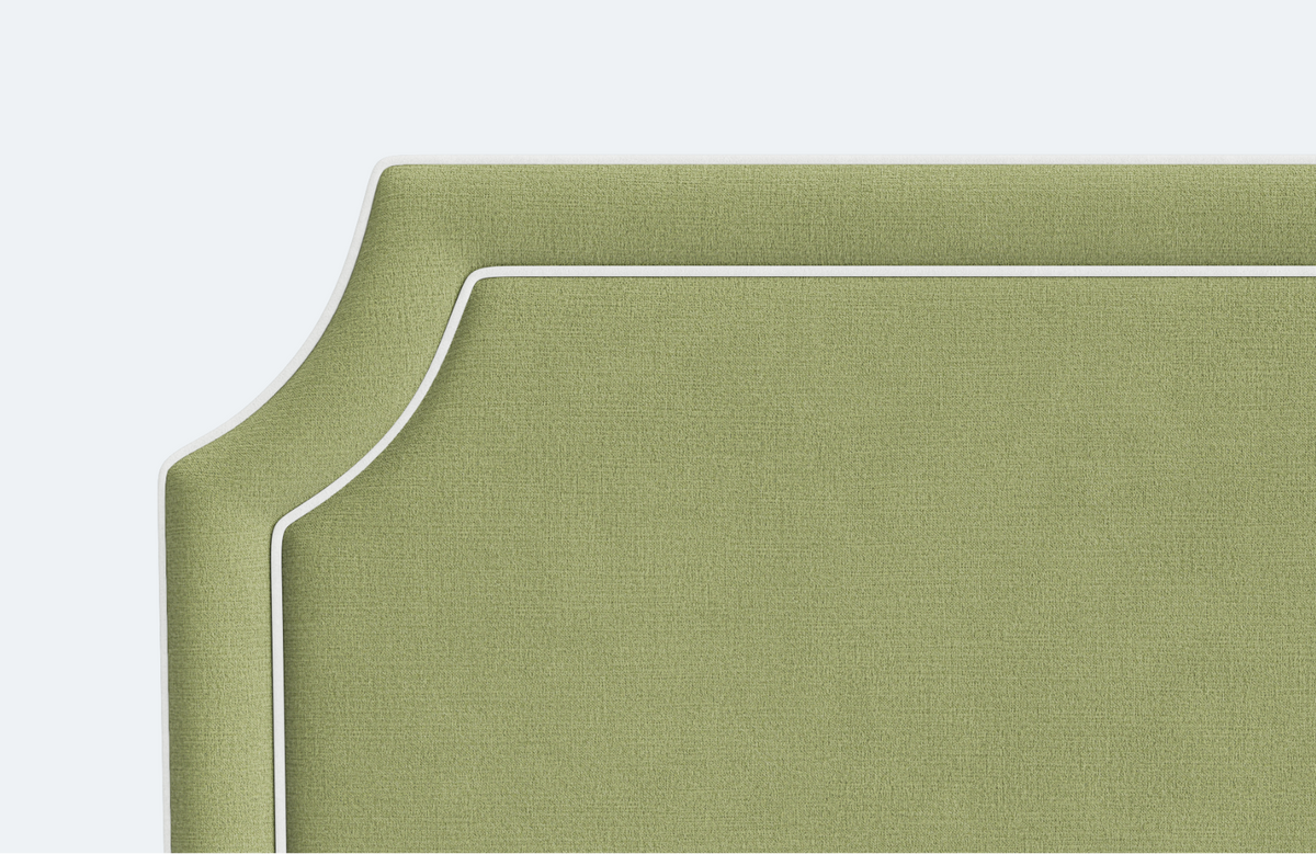 The Addison King Headboard - Pistachio Green Woven Fabric - White Trim