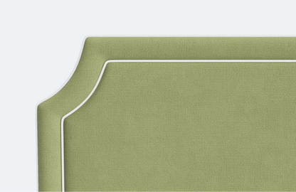 The Addison King Headboard - Pistachio Green Woven Fabric - White Trim