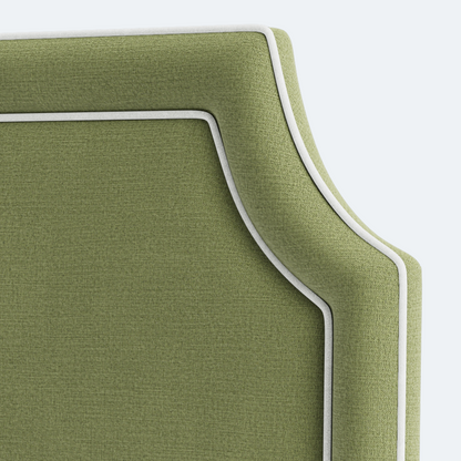 The Addison King Headboard - Pistachio Green Woven Fabric - White Trim