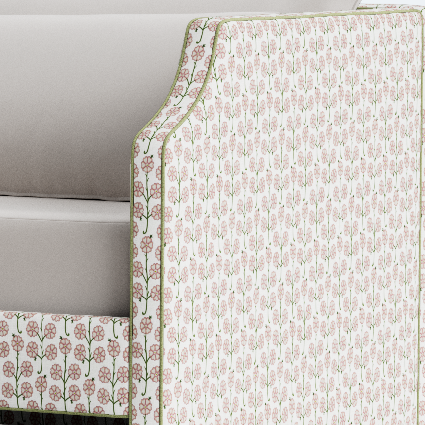The Addison Twin Trundle Daybed - Gardenia Rose Schumacher Fabric - Pistachio Green Trim