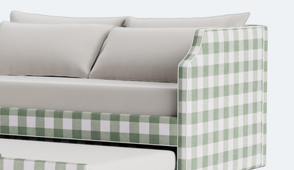 The Addison Twin Trundle Daybed - Buffalo Sage Green Fabric - White Trim