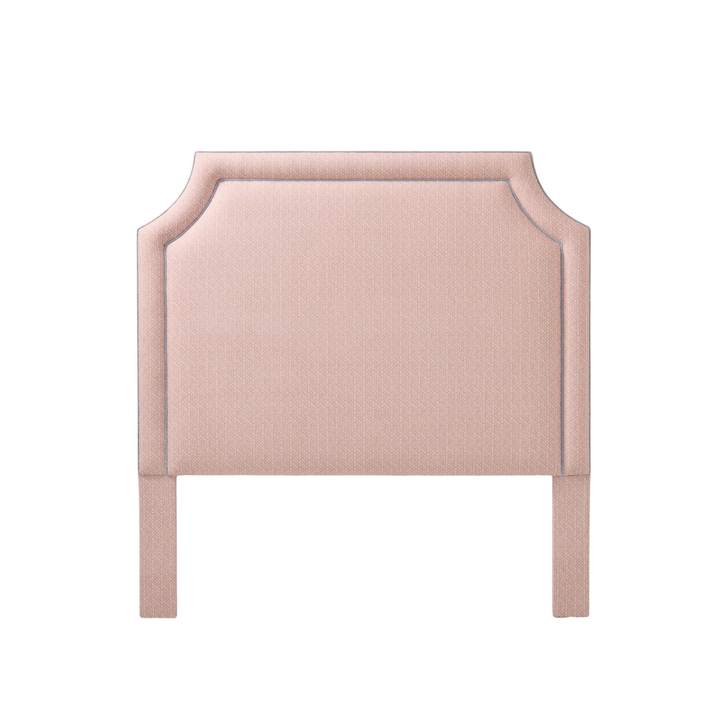 65" H Queen Headboard Blush Pink Dot Pattern Fabric - Sky Blue Trim