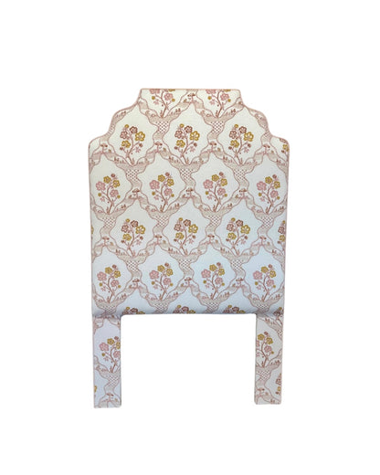 65”H Twin Headboard - Blush Pink Schumacher Fabric - Pink Trim