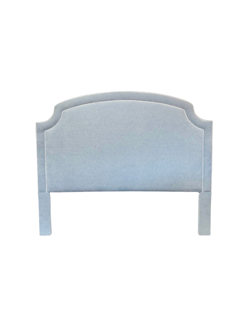 65”H King Headboard Only - Light Blue Fabric- White Trim