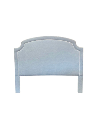 65”H King Headboard Only - Light Blue Fabric- White Trim