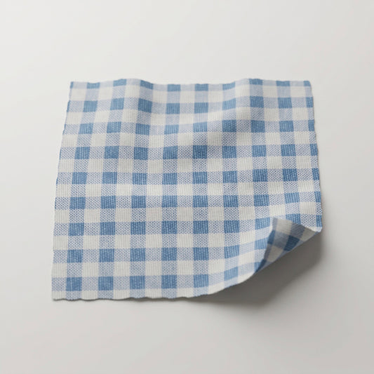 Twin to king Upholstered Trundle Daybed in Blue Gingham fabric - Sky Blue Trim