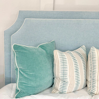 65"H King Bed  - Seafoam Blue Chenille Fabric