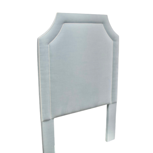 65”H Twin Headboard only - Sky Blue Woven Fabric with White Trim