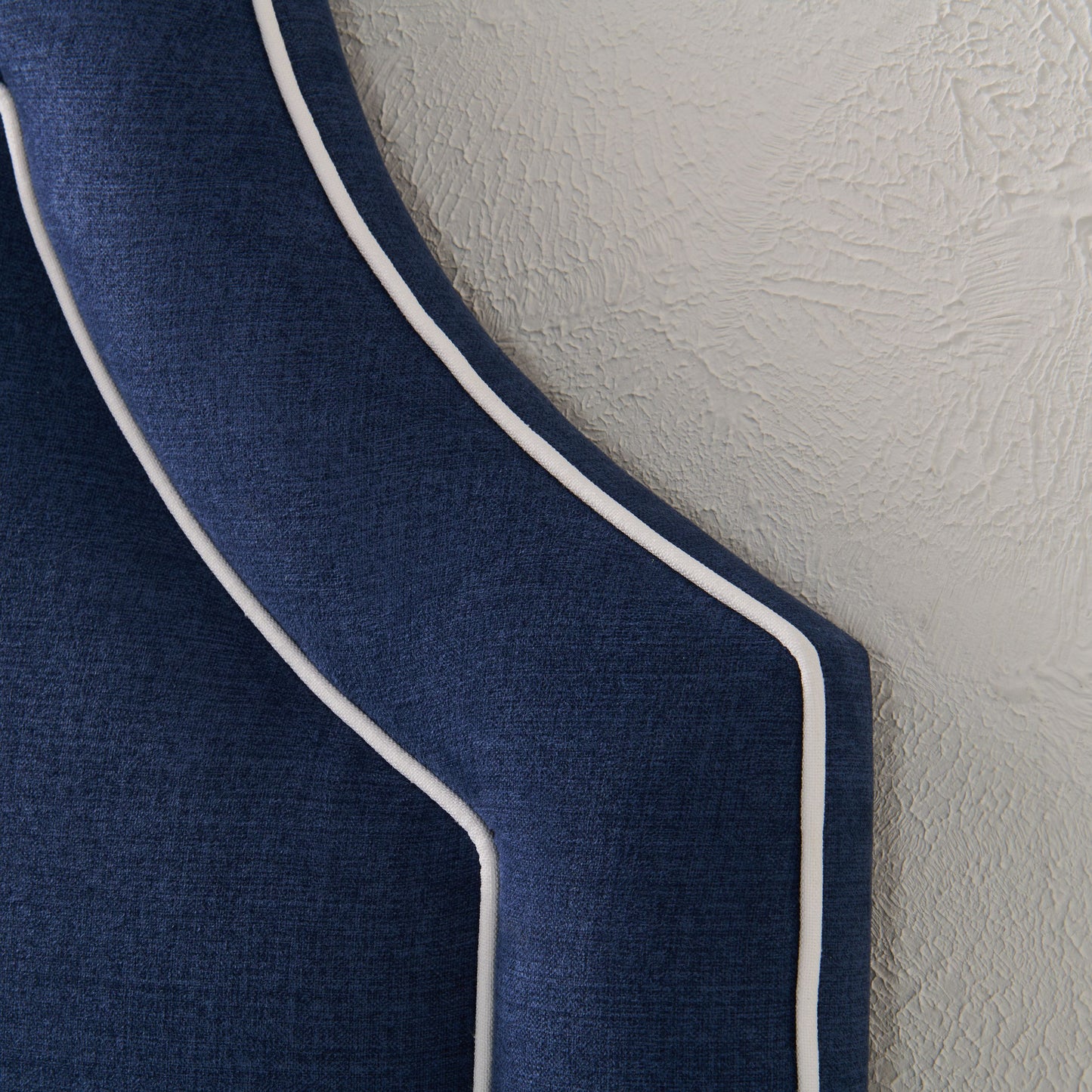 The Addison Queen Headboard - Navy Woven Fabric - White Trim