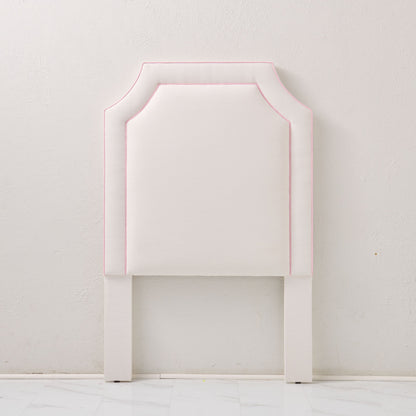 The Addison Twin Headboard - Off-White Linen - Pink Trim