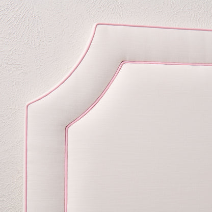 The Addison Twin Headboard - Off-White Linen - Pink Trim
