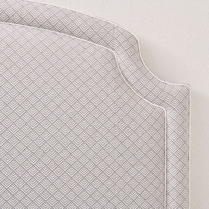 The Aliana King Headboard - Geometric Weave Grey Fabric- White Trim