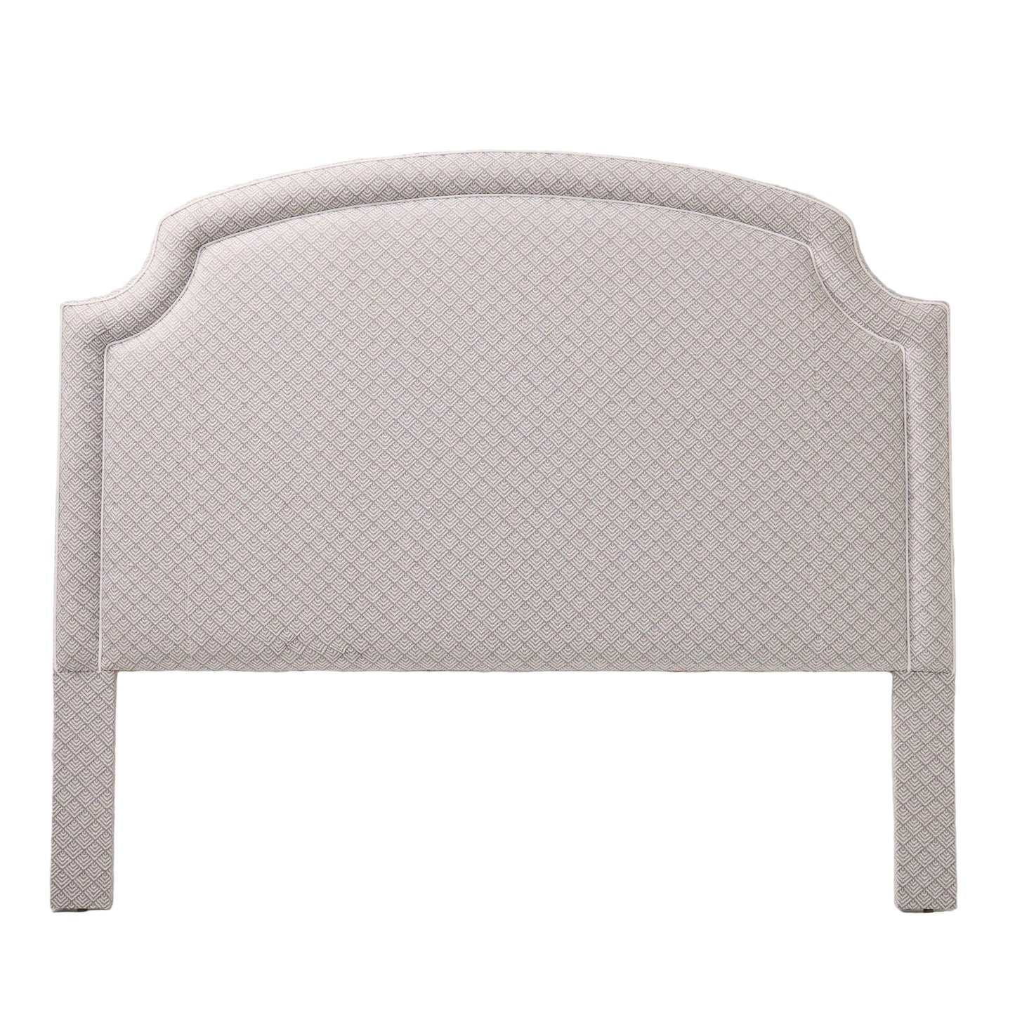 The Aliana King Headboard - Geometric Weave Grey Fabric- White Trim