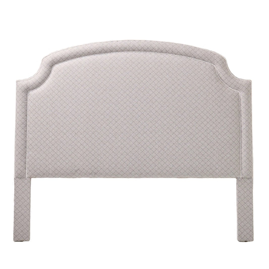 The Aliana King Headboard - Geometric Weave Grey Fabric- White Trim