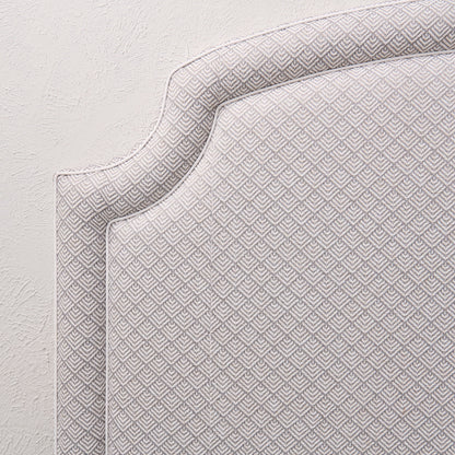 The Aliana King Headboard - Geometric Weave Grey Fabric- White Trim