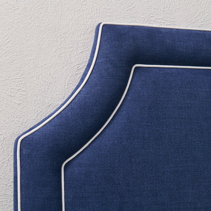 The Addison Queen Headboard - Navy Woven Fabric - White Trim