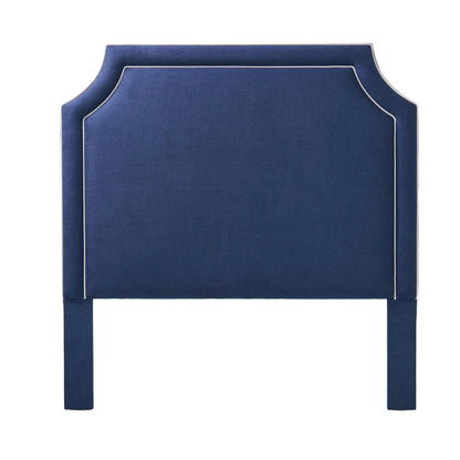 The Addison Queen Headboard - Navy Woven Fabric - White Trim