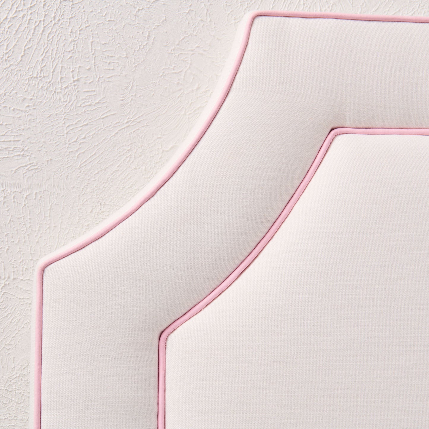The Addison Twin Headboard - Off-White Linen - Pink Trim