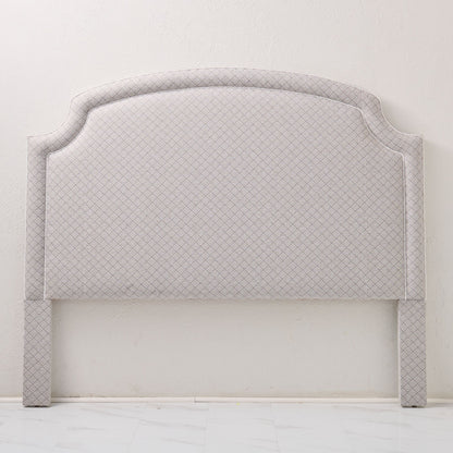 The Aliana King Headboard - Geometric Weave Grey Fabric- White Trim