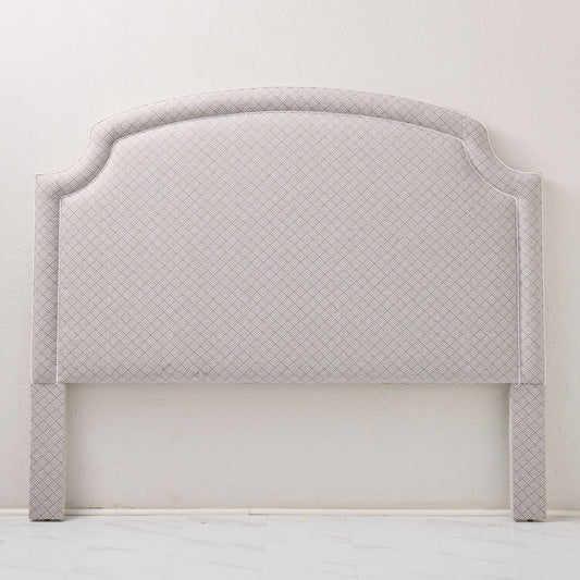 The Aliana King Headboard - Geometric Weave Grey Fabric- White Trim