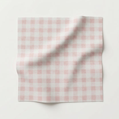 The Grace Queen Bed - Wooden Legs - Bella Pink Gingham Fabric - Pear Green Trim