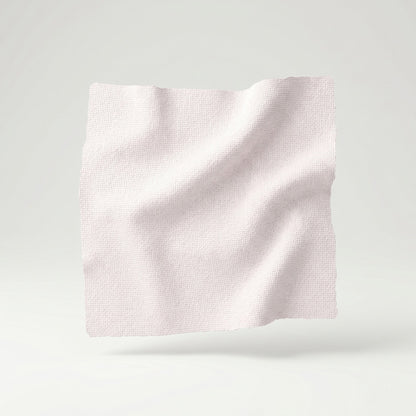 65” H Queen Upholstered Platform Bed - Scalloped Legs - Powder Pink Woven Fabric with White Trim