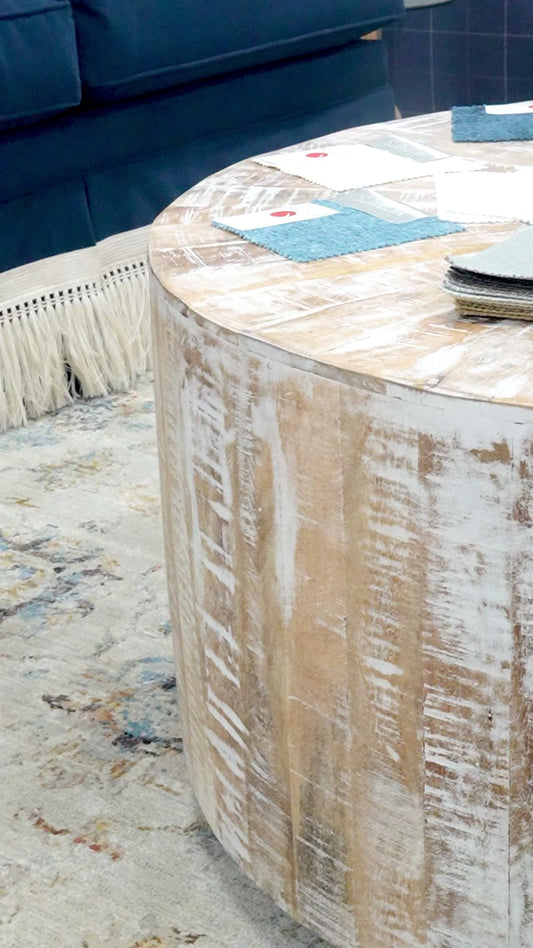 36" Round Distressed Wood Coffee table - Rustic Modern
