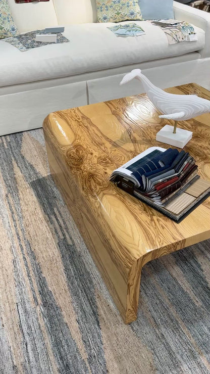 Custom Olive Ash Burlwood Dining / Accent Table – Amber Finish