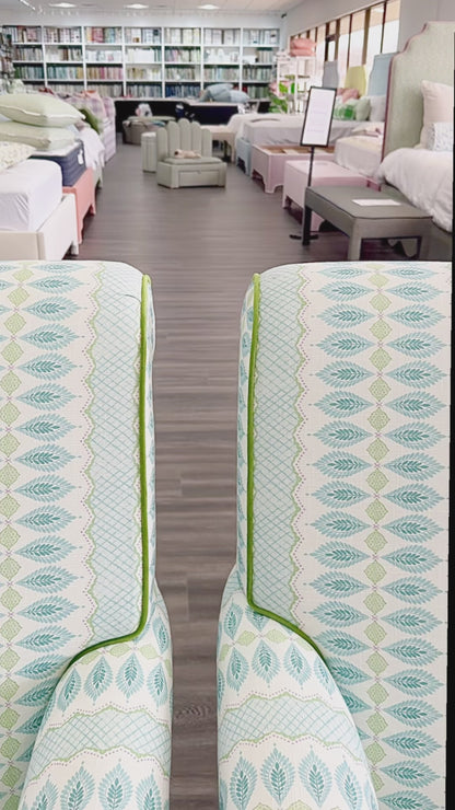 Tight back Waterfall Lounge Chair in Print Fabric - Contrast Piping