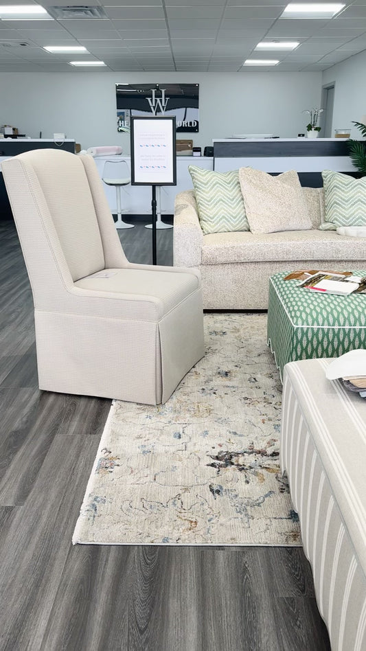 Custom Skirted Chairs in Performance Fabric