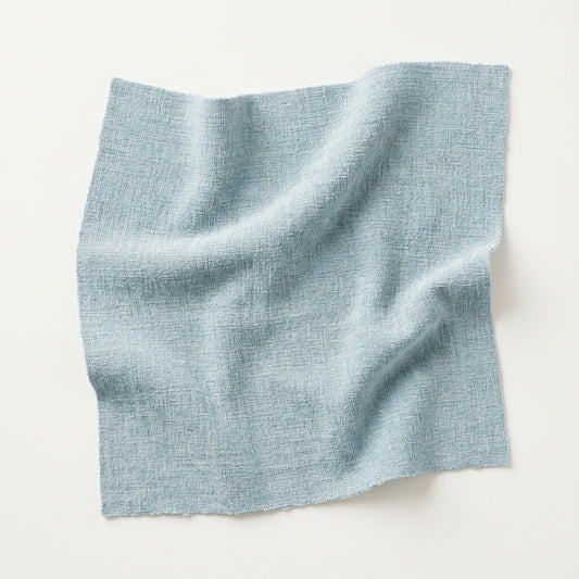 65" H King Platform Bed  - Seafoam Blue Performance Chenille Fabric - White Trim