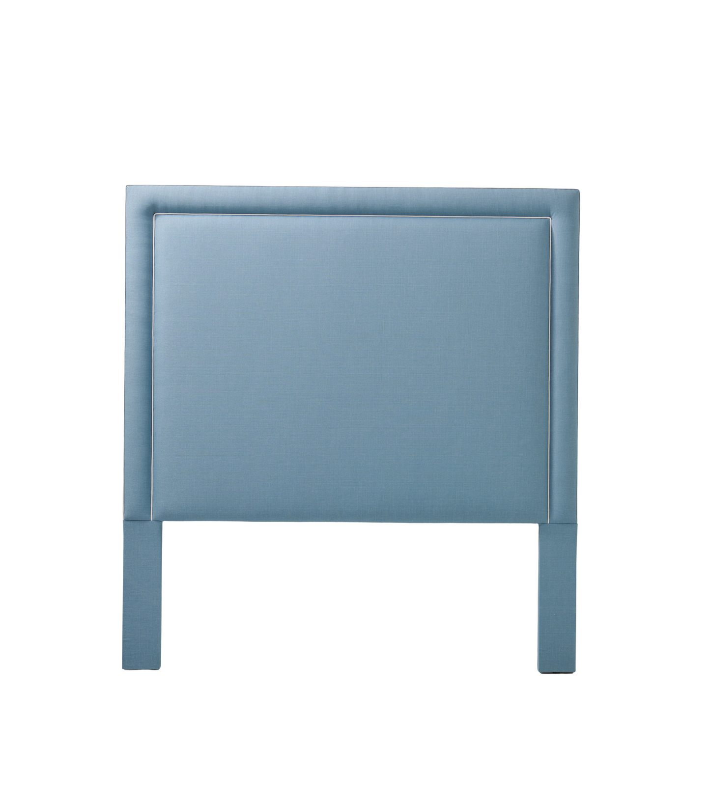 The Jacob Queen Headboard - Blue Linen Fabric- White Trim