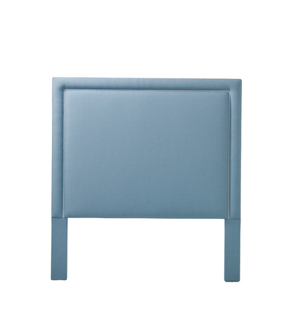 The Jacob Queen Headboard - Blue Linen Fabric- White Trim